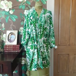 Green Leaf Monstera Print Women's Robe or coverup